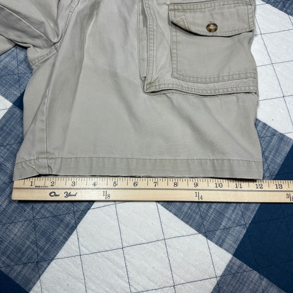 Faded Glory Mens Tan Khaki Cargo Shorts Size 32 Elastic Waist Cotton Casual - Picture 6 of 7